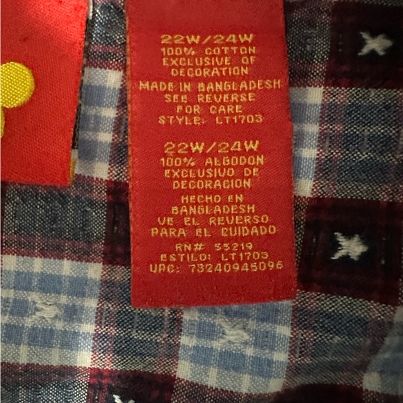 Disney Jerry Leigh Blue and Red Plaid Shirt size 22W/24W - Picture 12 of 16